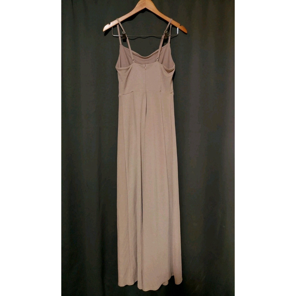 BIRDY GREY Ash Crepe Long Maxi Formal Dress Taupe With Slit Size Small NWOT - Picture 8 of 13